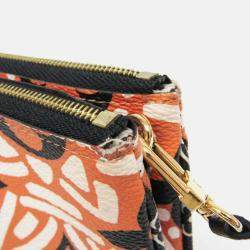 Pre Owned Louis Vuitton Clafity Double Zip Pochette Pouch Shoulder Bag Black Brown White