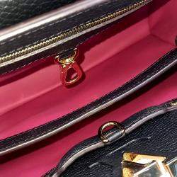 Pre Owned Louis Vuitton Black Leather Capucines BB