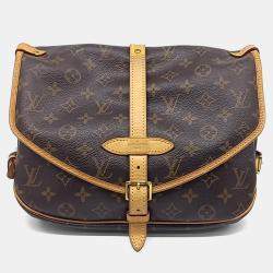 Pre Owned Louis Vuitton Brown Leather Monogram Saumur MM