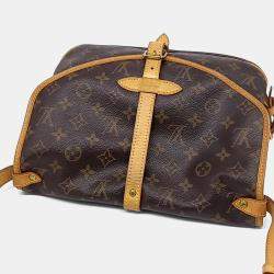 Pre Owned Louis Vuitton Brown Leather Monogram Saumur MM