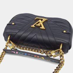 Pre Owned Louis Vuitton Black Leather New Wave Chain Shoulder Bag PM