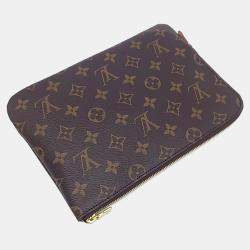 Pre Owned Louis Vuitton Brown Leather Monogram Etuille Voyage PM