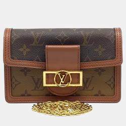 Pre Owned Louis Vuitton Brown Canvas Dauphine Chain Wallet