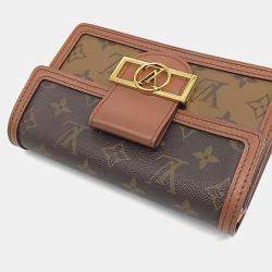 Pre Owned Louis Vuitton Brown Canvas Dauphine Chain Wallet