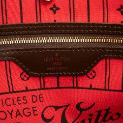 Pre Owned Louis Vuitton Brown Damier Ebene Neverfull MM