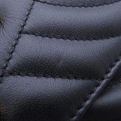 Pre Owned Louis Vuitton New Wave Chain Bag Noir Calf Leather Size MM