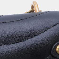 Pre Owned Louis Vuitton New Wave Chain Bag Noir Calf Leather Size MM