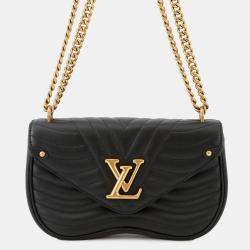 Pre Owned Louis Vuitton New Wave Chain Bag Noir Calf Leather Size MM