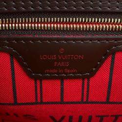 Pre Owned Louis Vuitton Neverfull Cerise Damier Ebene Canvas Size MM