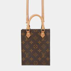 Pre Owned Louis Vuitton Petit Sac Plat Brown Monogram
