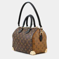 Pre Owned Louis Vuitton Speedy Trunk Noir Monogram Monogram Reverse Canvas Size 25