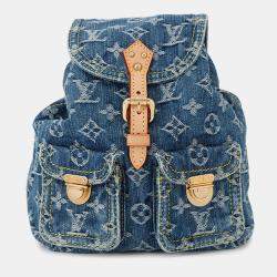 Pre Owned Louis Vuitton Sac Ad Blue/Yellow Monogram Denim Size Pm