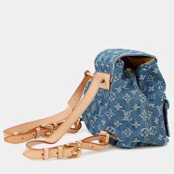 Pre Owned Louis Vuitton Sac Ad Blue/Yellow Monogram Denim Size Pm