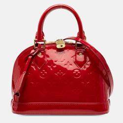Pre Owned Louis Vuitton Red Monogram Vernis Alma BB