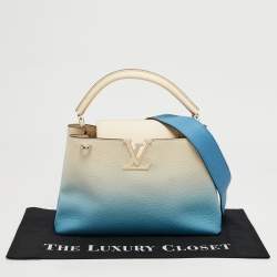 Pre Owned Louis Vuitton Ombre Blue Leather Capucines PM Bag