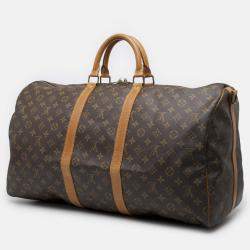 Pre Owned Louis Vuitton Brown Monogram Keepall Bandouliere 55