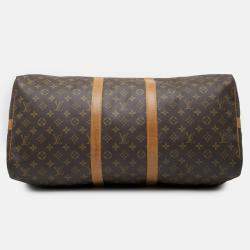 Pre Owned Louis Vuitton Brown Monogram Keepall Bandouliere 55