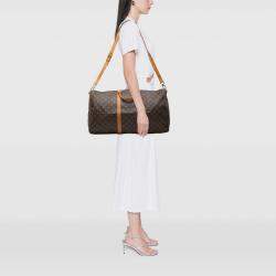 Pre Owned Louis Vuitton Brown Monogram Keepall Bandouliere 55
