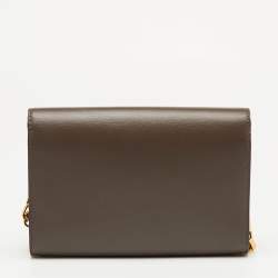 Pre Owned Louis Vuitton Brown Leather Chain Louise MM Bag