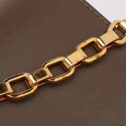 Pre Owned Louis Vuitton Brown Leather Chain Louise MM Bag