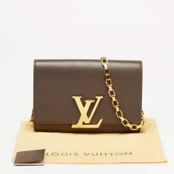 Pre Owned Louis Vuitton Brown Leather Chain Louise MM Bag