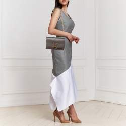 Pre Owned Louis Vuitton Brown Leather Chain Louise MM Bag