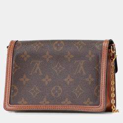 مملوكة مسبقًا محفظة لوي فيتون دوفين بقفل سلسلة بنية مونوغرام معكوسة