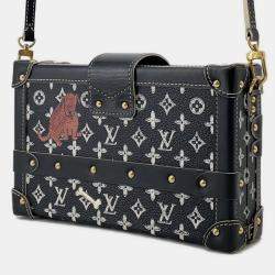Pre Owned Louis Vuitton Monogram Catgram Petite Malle Shoulder Bag Clutch In Black