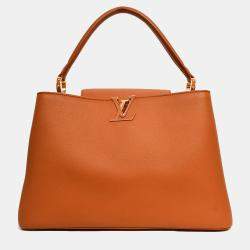 مملوكة مسبقًا Louis Vuitton Brown Smooth Leather Souple Capucines GM with Strap