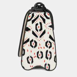 Pre Owned Louis Vuitton 2015 White/Black Graphic Printed Leather Twist MM Chain Bag