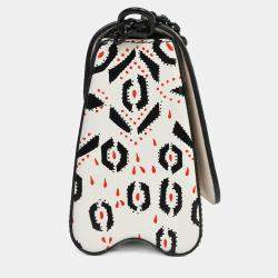 Pre Owned Louis Vuitton 2015 White/Black Graphic Printed Leather Twist MM Chain Bag