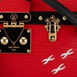 Pre Owned حقيبة لويس فيتون كلاتش إبي حقيبة ترامك جلد أسود وأحمر