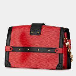 Pre Owned حقيبة لويس فيتون كلاتش إبي حقيبة ترامك جلد أسود وأحمر