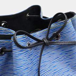 Pre Owned Louis Vuitton Epi Denim Petit Noe Shoulder Bag Blue Black