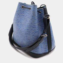 Pre Owned Louis Vuitton Epi Denim Petit Noe Shoulder Bag Blue Black