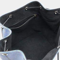 Pre Owned Louis Vuitton Epi Denim Petit Noe Shoulder Bag Blue Black