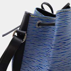 Pre Owned Louis Vuitton Epi Denim Petit Noe Shoulder Bag Blue Black