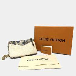 Pre Owned Louis Vuitton Pochette Double Zip 2-Way Bag Shoulder Leather Beige