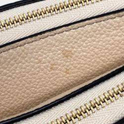 Pre Owned Louis Vuitton Pochette Double Zip 2-Way Bag Shoulder Leather Beige