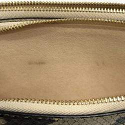 Pre Owned Louis Vuitton Pochette Double Zip 2-Way Bag Shoulder Leather Beige