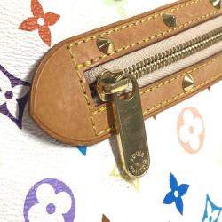 Pre Owned Louis Vuitton Monogram Multicolore Alma Tote Bag With Studs Canvas Blanc White