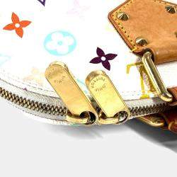 Pre Owned Louis Vuitton Monogram Multicolore Alma Tote Bag With Studs Canvas Blanc White