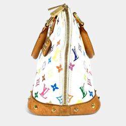Pre Owned Louis Vuitton Monogram Multicolore Alma Tote Bag With Studs Canvas Blanc White
