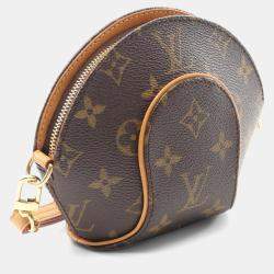 Pre Owned Louis Vuitton Mini Ellipse Pouch Bag Leather Monogram Brown