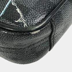 Pre Owned Louis Vuitton Damier Graphite Map Danube Pm Nm Pochette Shoulder Bag Canvas Black