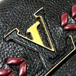 Pre Owned Louis Vuitton Taurillon Clemence Long Wallet Folded Wallet Noir Black