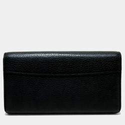 Pre Owned Louis Vuitton Taurillon Clemence Long Wallet Folded Wallet Noir Black