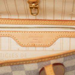 Pre Owned حقيبة لوي فيتون نيفرفول داميير أزور بيضاء PM