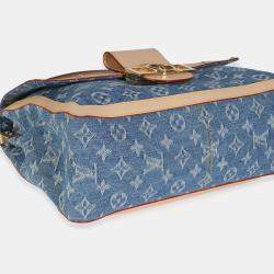 Pre Owned Louis Vuitton Blue Monogram Denim Dauphine Soft GM