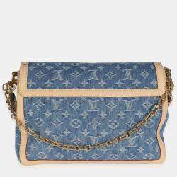Pre Owned Louis Vuitton Blue Monogram Denim Dauphine Soft GM